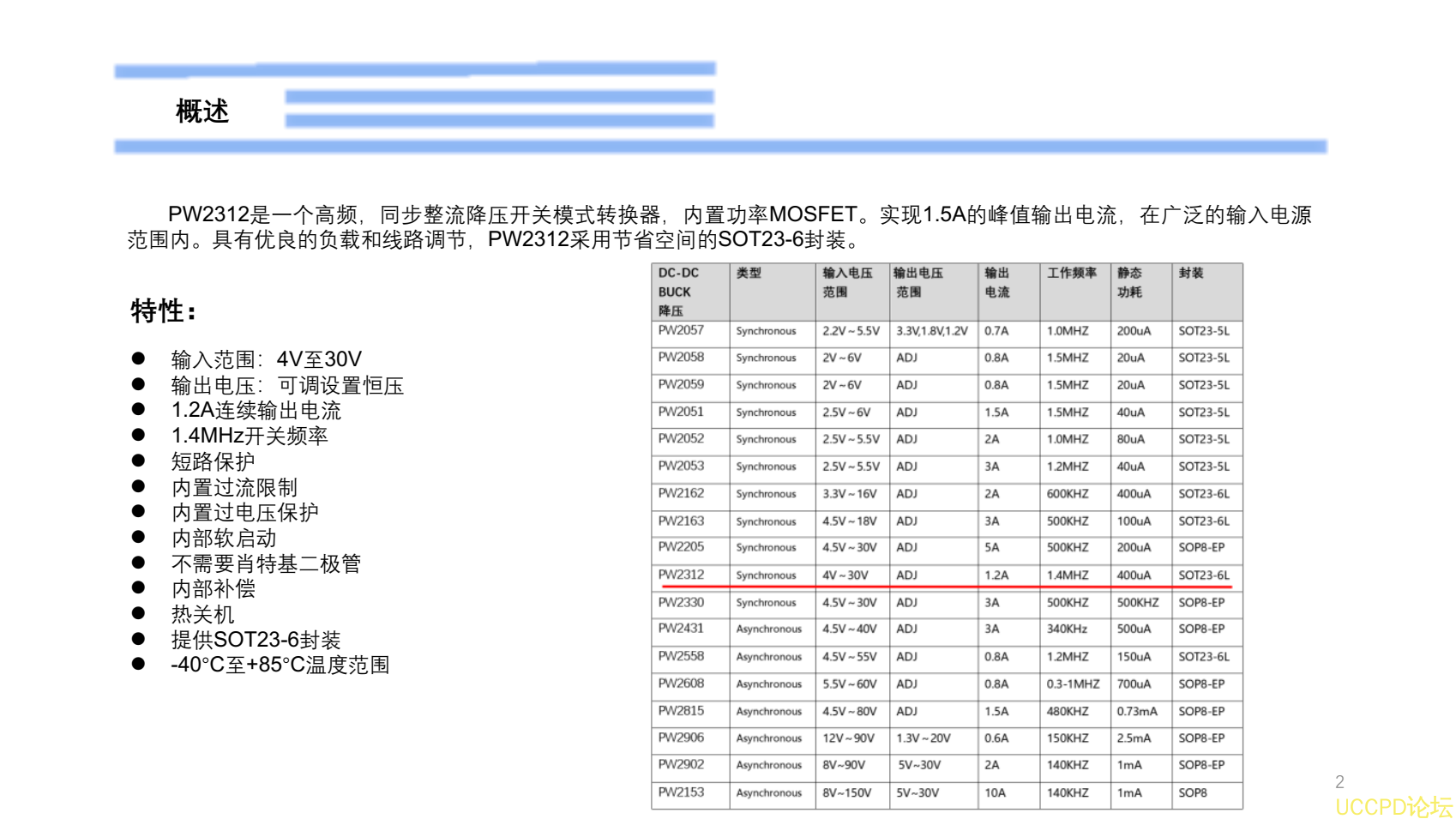 18V转12V的芯片，PW2312的BOM和DEMO文件