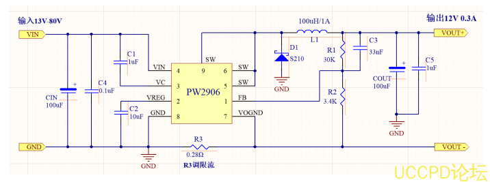 80V降压15V，80V降压12V，80V降压5V降压芯片电路选型