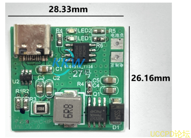 两节串联锂电池充电管理板 ，USB C 口输入含过压保护  27号