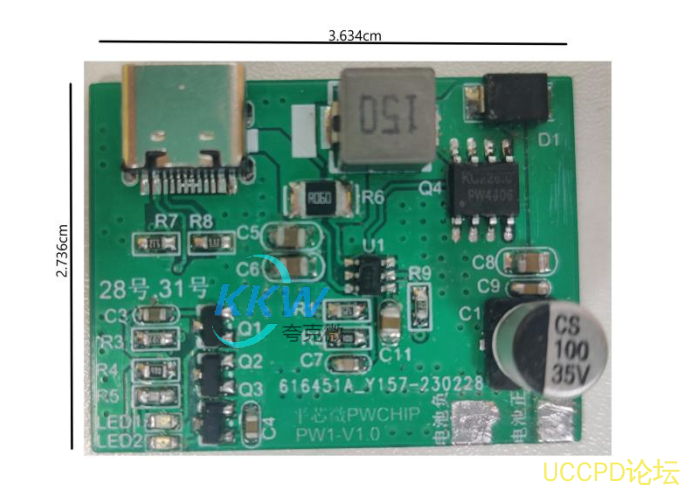 5V 輸入陞壓 7.2V 給兩串磷痠鐵鋰電池 1A 充電闆採用瞭 PW4040 芯片 28號闆