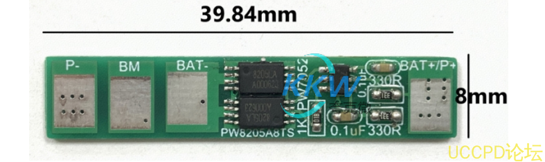 PW7052  两节串联锂电池保护方案板， 4A 过流，  80号