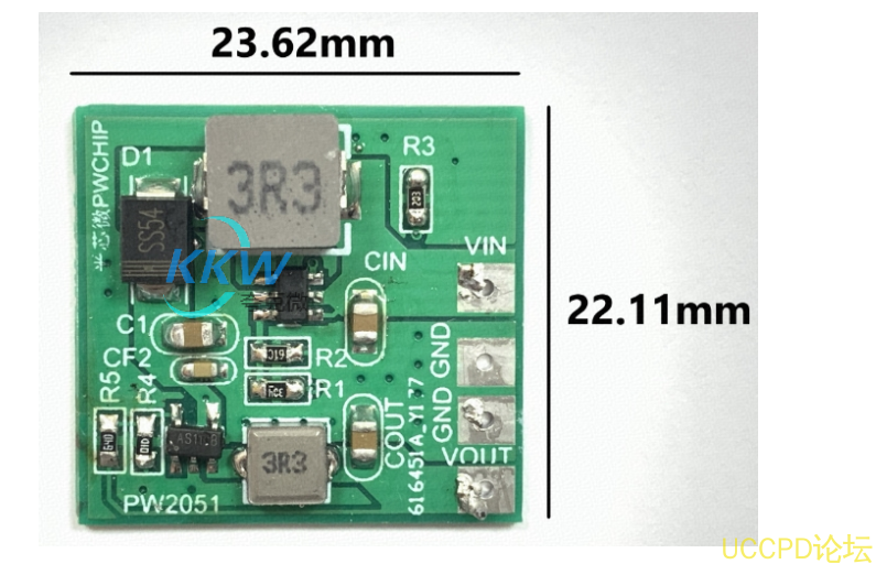 64号 2.5V-4.5V 升降压 3.3V1A 恒压输出电路板  PW5300A,PW2051