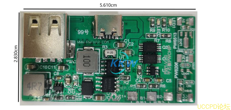 99號給5V1A 輸入兩節串聯鋰電池的充電方案的電路闆  