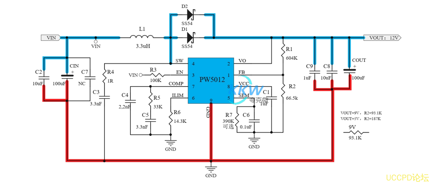 f_7ab50ef90bfb93bb912ae040b9827da4.png 單節和兩節鋰電池陞壓 12V 或 9V, 1A 至 3A 電路闆, PW5012  76號 陞壓電壓轉換闆