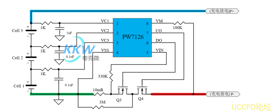 f_7ee1b5fd24ddcfd9b7bb8cc371ef17fa.png PW7126 三节串联锂电池保护方案板, 10A 过流, 81号