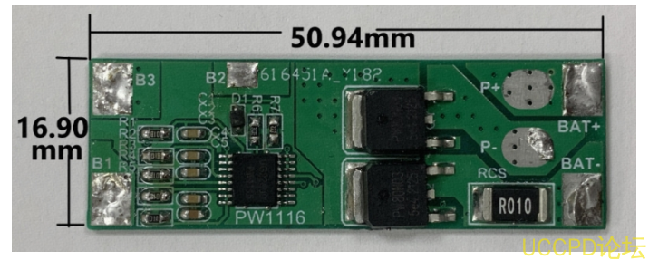 f_ac75a8649cd779a8c1ad696ac6224472.png PW1116 四节串联锂电池保护方案板, 10A 过流,  82号