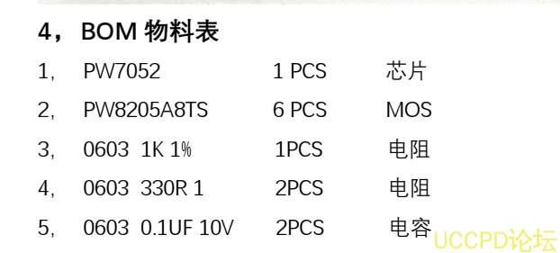 兩節串聯鋰電池保護方案闆， 10A 過流， 146號 PW7052