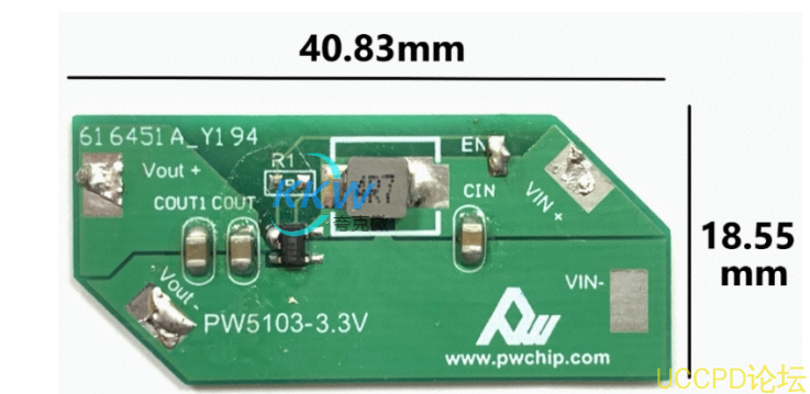 1-两节干电池升压 3.3V 电路板 PW5103 芯片， EN 真关断 130号 PW5103