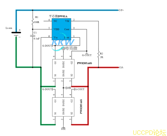 單節鋰電池保護方案闆， 4A 過流， 145號 DW01A